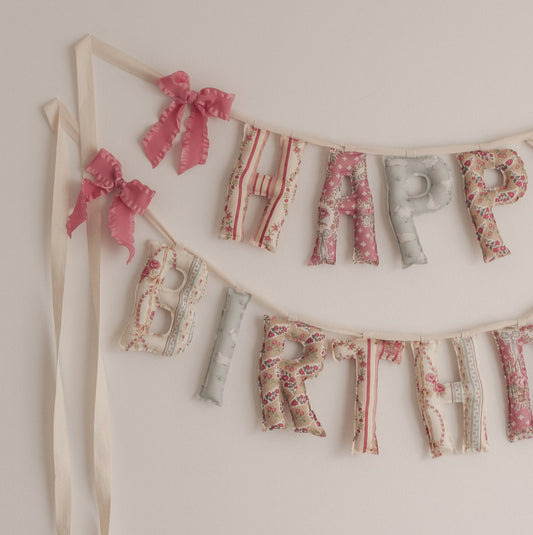 (NAME PENDING) Pink Vintage Handmade Birthday Garland