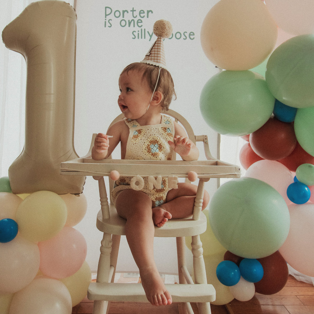Little felt garland hung at a real birthday party