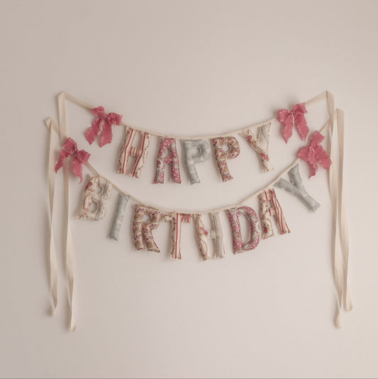 (NAME PENDING) Pink Vintage Handmade Birthday Garland