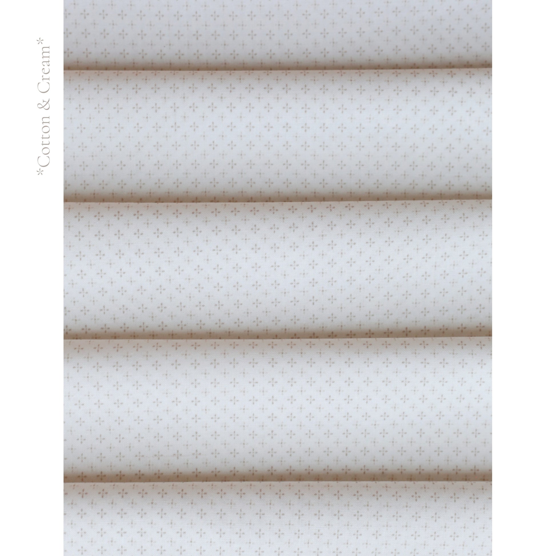 Cotton and Cream fabric palette by Social Heirloom – all creamy white tones in soft, neutral cottons used for handmade name and birthday garlands, perfect for timeless gifts, nurseries, and first birthdays