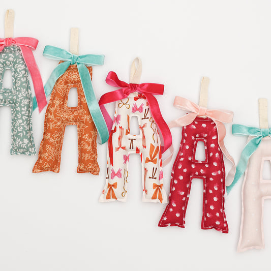 Custom Letter Ornament for Stockings or Trees *Clementine Christmas* Palette