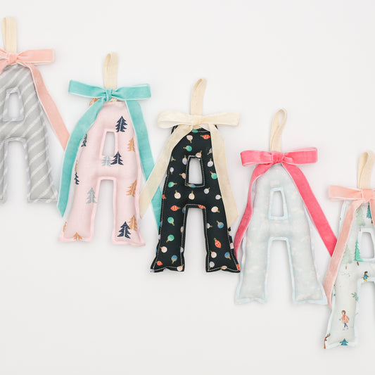 Custom Letter Ornament for Stockings or Trees *Snowglobe Morning* Palette