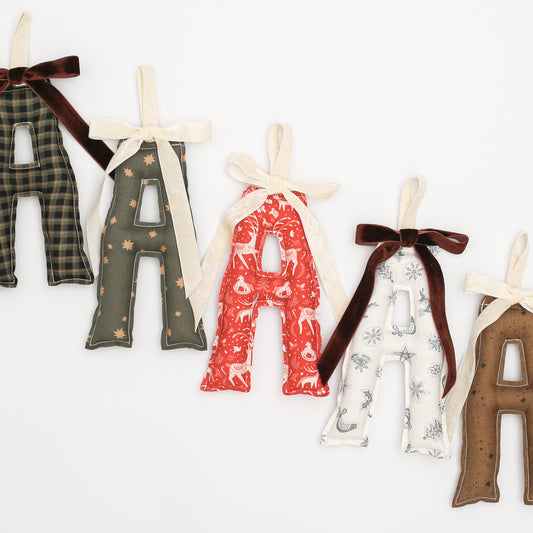Custom Letter Ornament for Stockings or Trees *Gingerbread Cabin* Palette