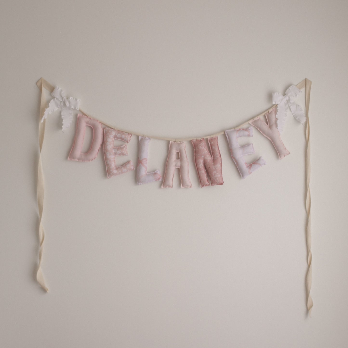 **Lace & Petals** Custom Handmade Name Garland